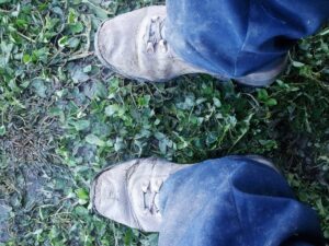 Mike's Garden Harvest- Photo of boots in garden